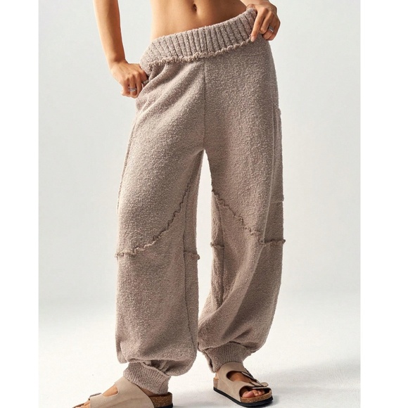 Boho Textured stretchy waist harem leg lounge pants - Picture 1 of 9
